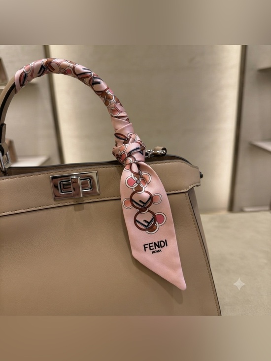 Accessories - Luxe Wrappy Silk Twilly Scarf Rose Pink Chain Link Reverse Neck Bow Accessories
